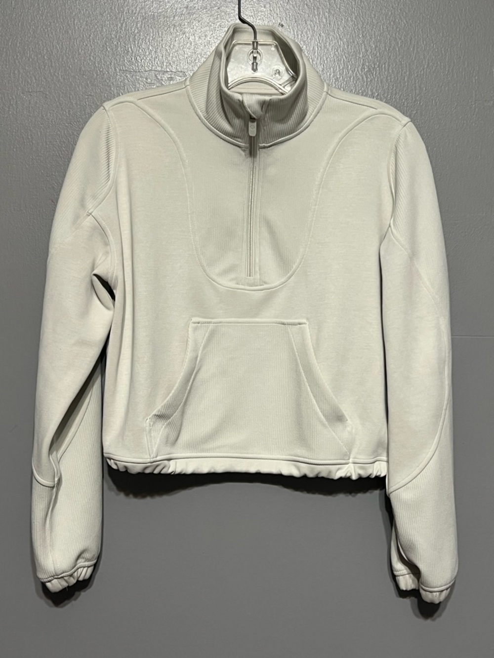Lululemon Softstreme Ribbed Half Zip Pullover Sweatshirt 2 White Opal Quick Dry
